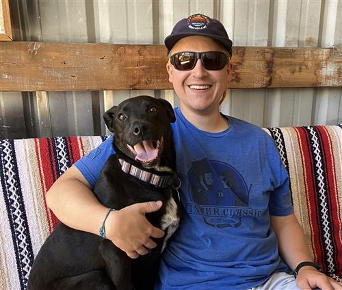 Picture of Mr. Englund with his dog Paco